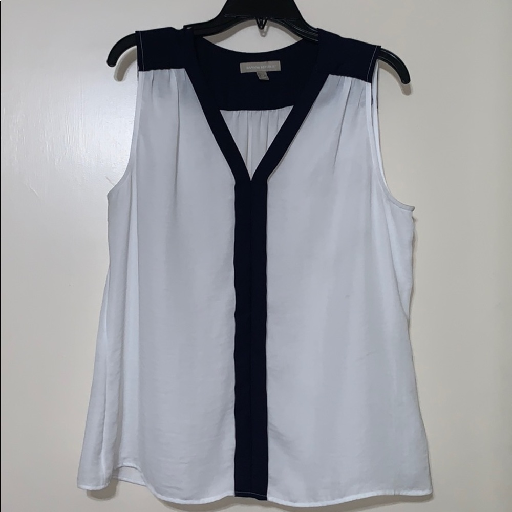 Navy and white blouse